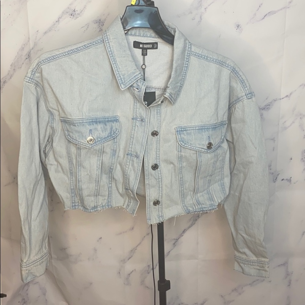 Blue cropped denim jacket